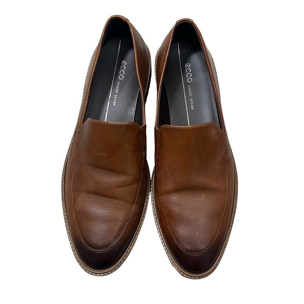 ECCO Women's Incise Tailored Brown Leather Loafers 8 8.5 US 39 Career Slip On